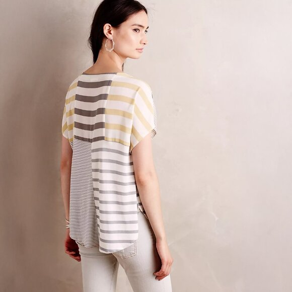 Anthropologie One September Madrigal Stripe Top in Green Motif - sz Medium - Picture 3 of 6